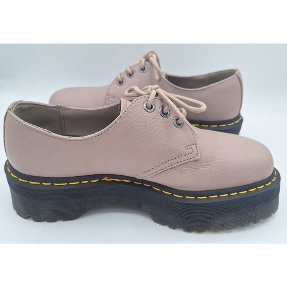 Dr Martens 31167 Quad II Taupe Leather Oxford Platform Shoes US Men 9 Women 10 - Picture 7 of 16